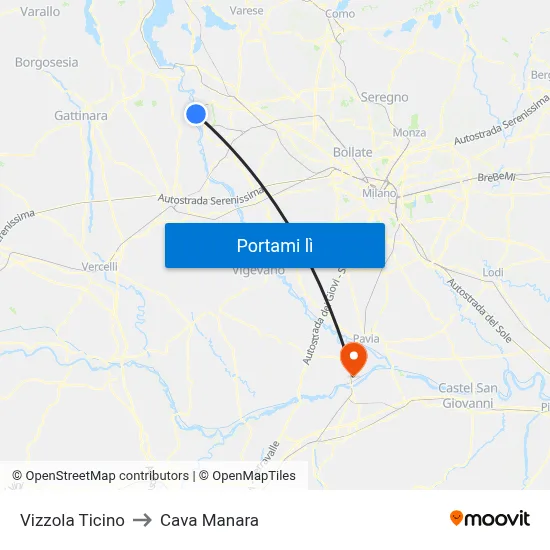 Vizzola Ticino to Cava Manara map