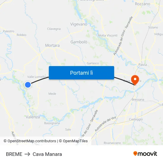 BREME to Cava Manara map