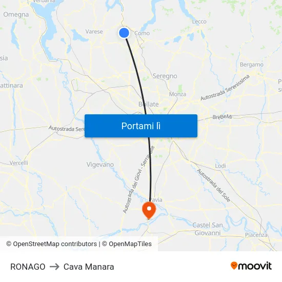 RONAGO to Cava Manara map