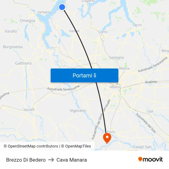 Brezzo Di Bedero to Cava Manara map