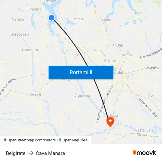 Belgirate to Cava Manara map
