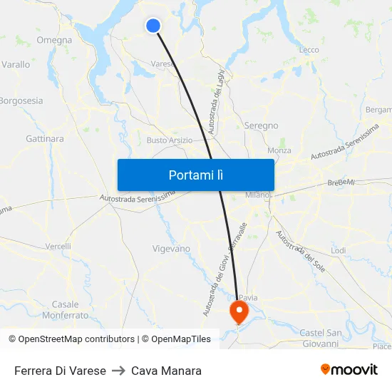 Ferrera Di Varese to Cava Manara map