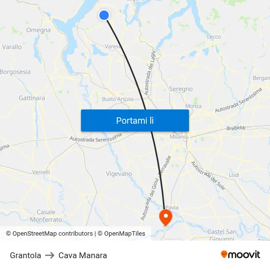 Grantola to Cava Manara map
