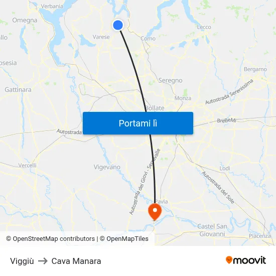 Viggiù to Cava Manara map