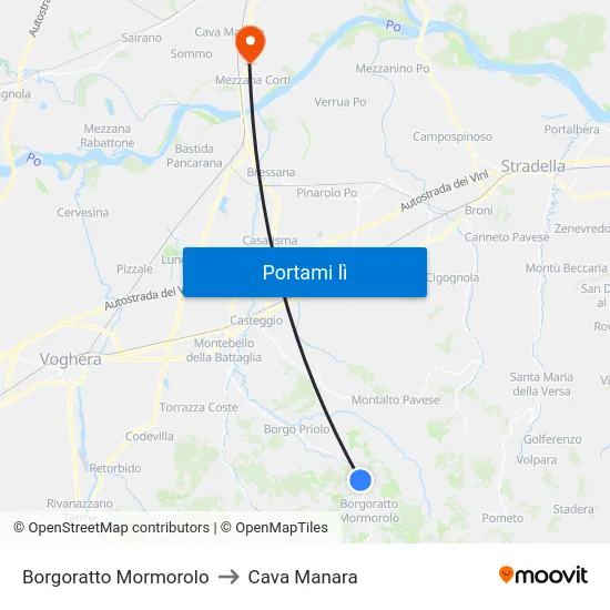 Borgoratto Mormorolo to Cava Manara map