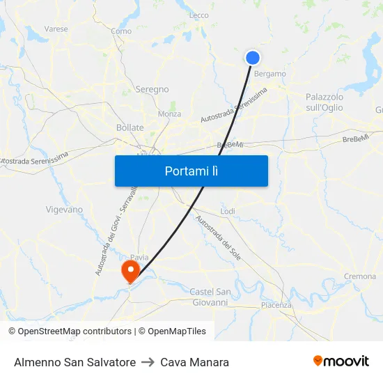 Almenno San Salvatore to Cava Manara map