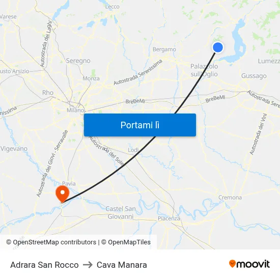 Adrara San Rocco to Cava Manara map