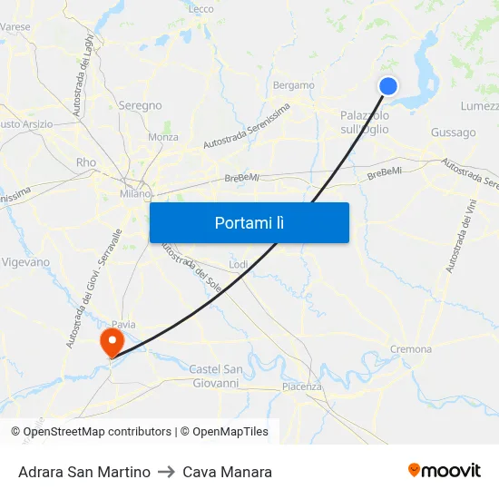 Adrara San Martino to Cava Manara map