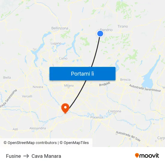 Fusine to Cava Manara map