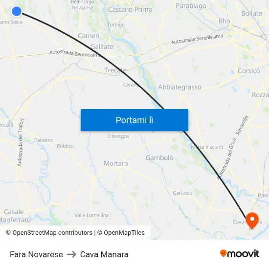 Fara Novarese to Cava Manara map