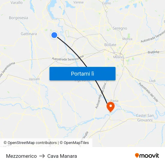 Mezzomerico to Cava Manara map