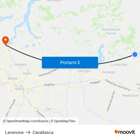 Lavenone to Cavallasca map