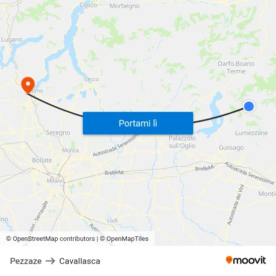 Pezzaze to Cavallasca map