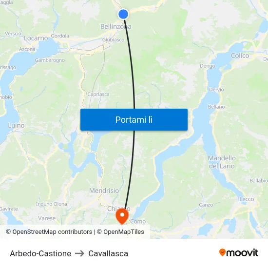 Arbedo-Castione to Cavallasca map