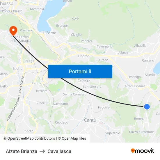 Alzate Brianza to Cavallasca map