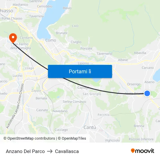 Anzano Del Parco to Cavallasca map
