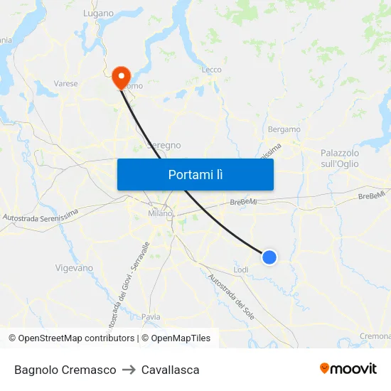 Bagnolo Cremasco to Cavallasca map