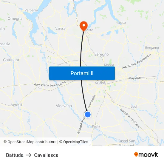 Battuda to Cavallasca map