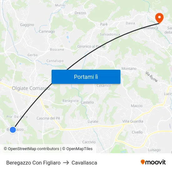 Beregazzo Con Figliaro to Cavallasca map