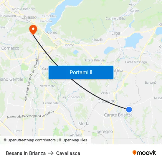 Besana In Brianza to Cavallasca map