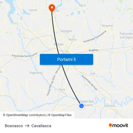 Bosnasco to Cavallasca map