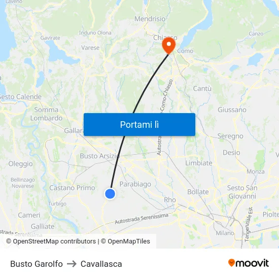 Busto Garolfo to Cavallasca map