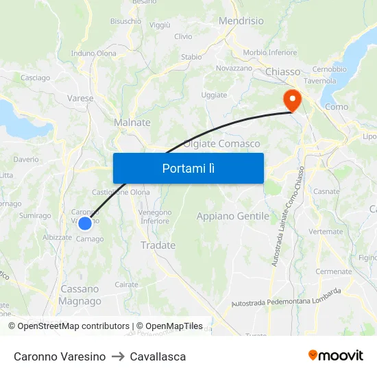 Caronno Varesino to Cavallasca map