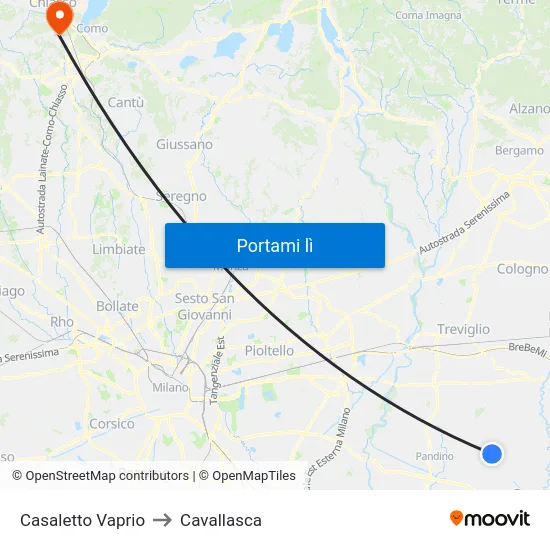 Casaletto Vaprio to Cavallasca map