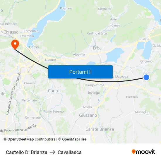 Castello Di Brianza to Cavallasca map