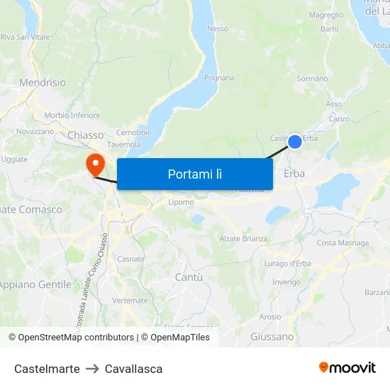 Castelmarte to Cavallasca map