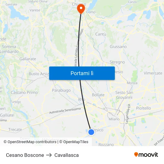 Cesano Boscone to Cavallasca map