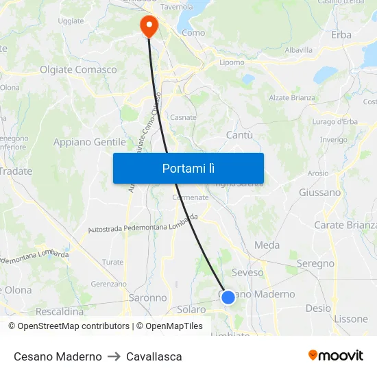Cesano Maderno to Cavallasca map