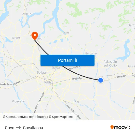 Covo to Cavallasca map