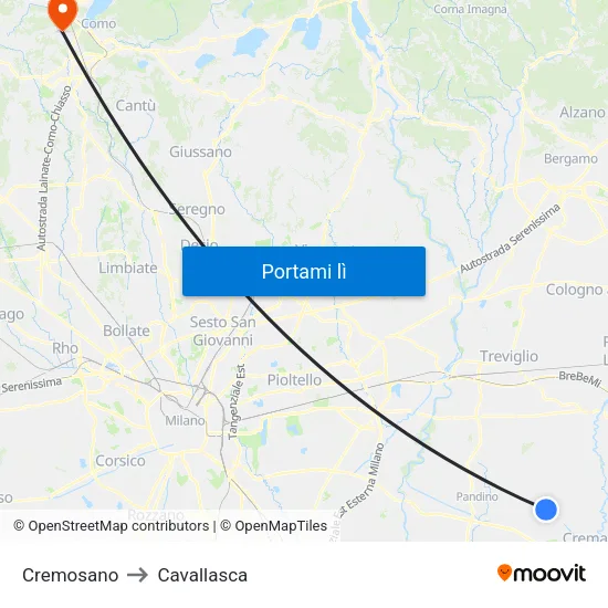 Cremosano to Cavallasca map