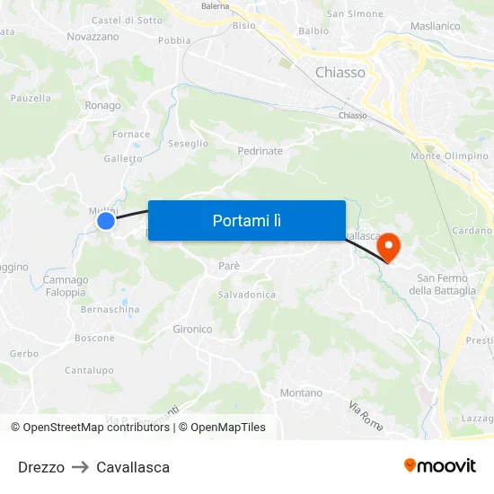 Drezzo to Cavallasca map