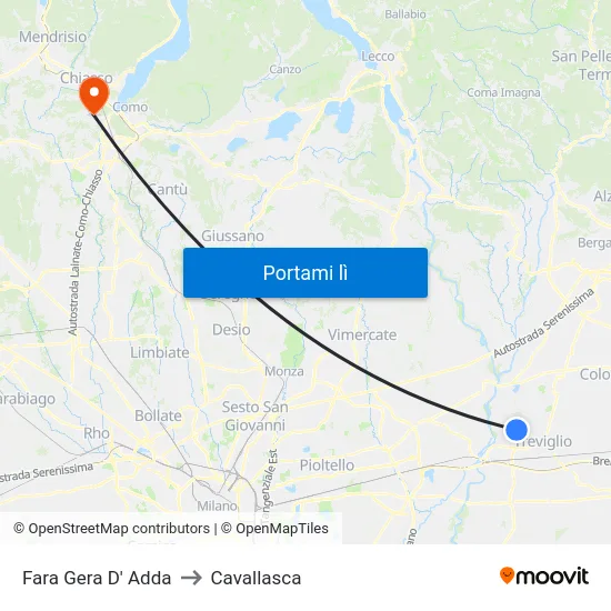 Fara Gera D' Adda to Cavallasca map
