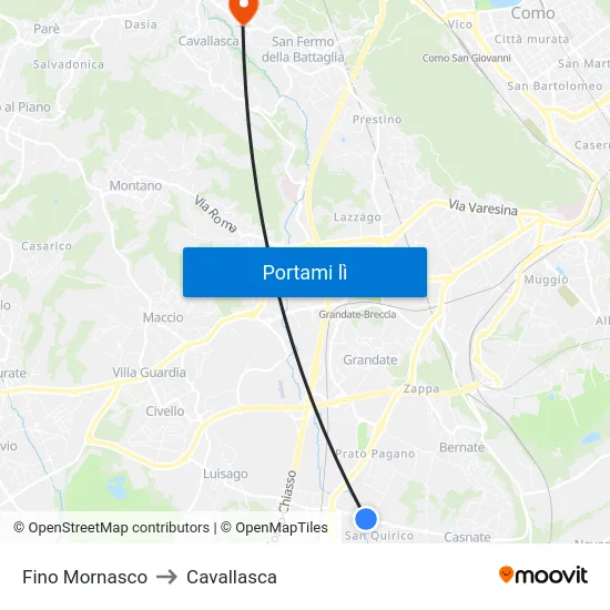 Fino Mornasco to Cavallasca map
