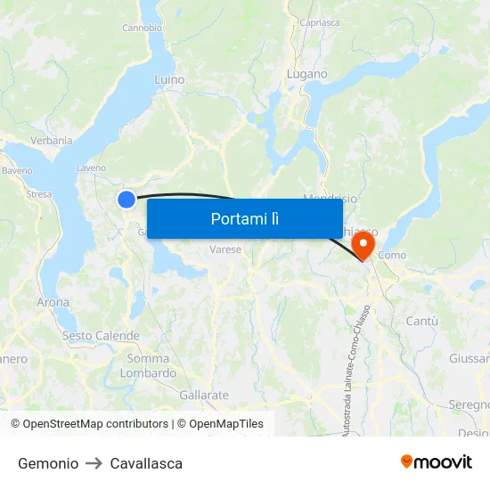 Gemonio to Cavallasca map