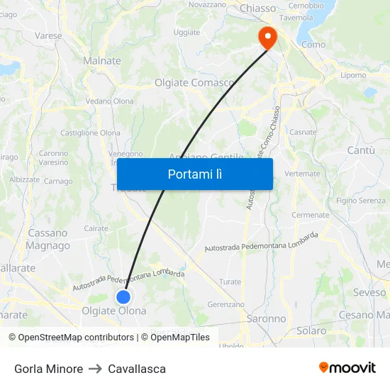 Gorla Minore to Cavallasca map