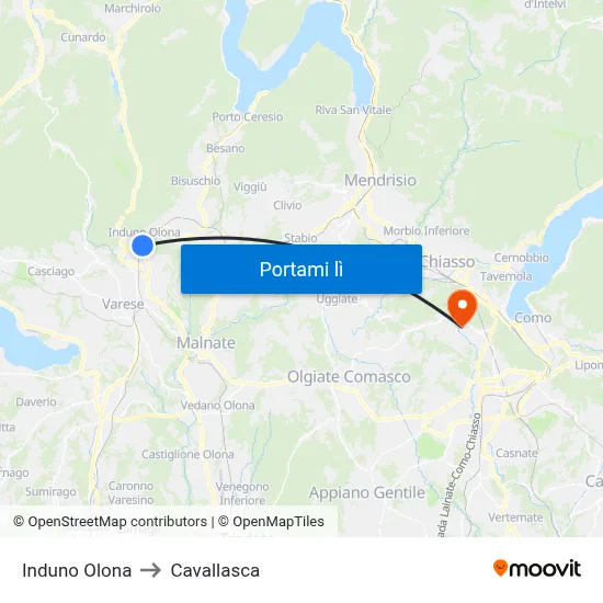 Induno Olona to Cavallasca map