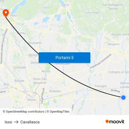 Isso to Cavallasca map