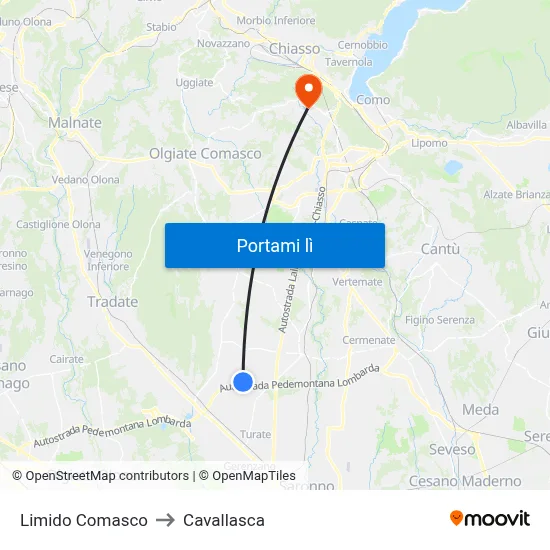 Limido Comasco to Cavallasca map