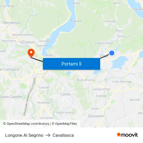Longone Al Segrino to Cavallasca map