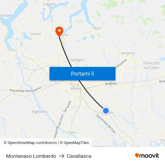 Montanaso Lombardo to Cavallasca map