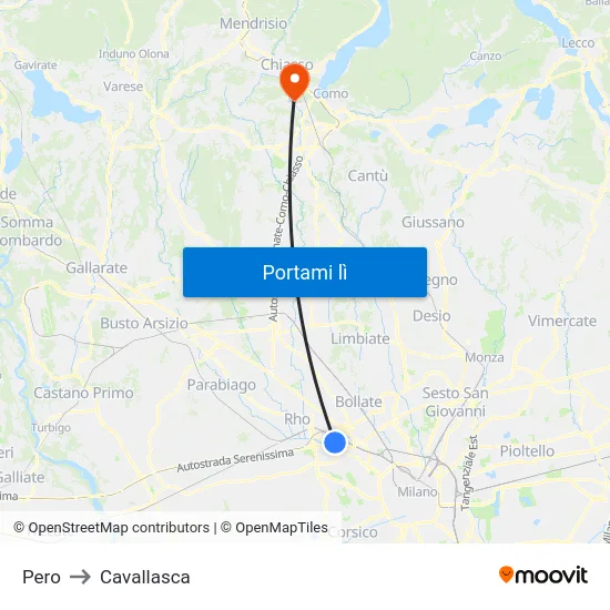 Pero to Cavallasca map