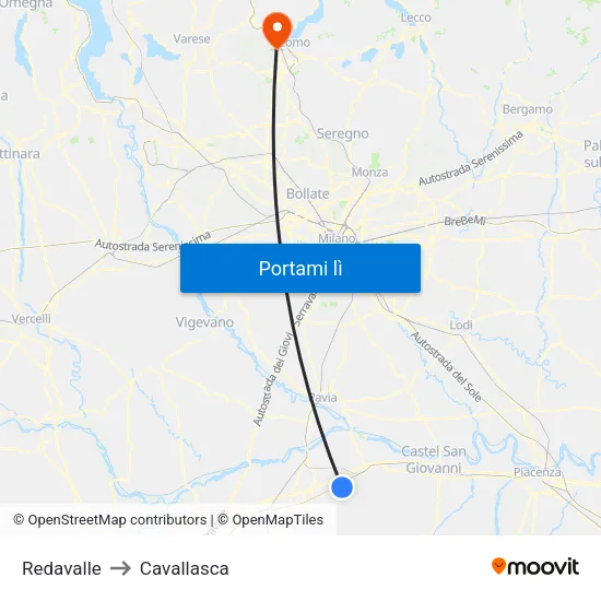 Redavalle to Cavallasca map