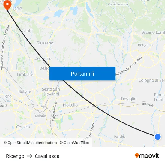 Ricengo to Cavallasca map