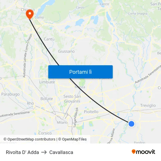 Rivolta D' Adda to Cavallasca map