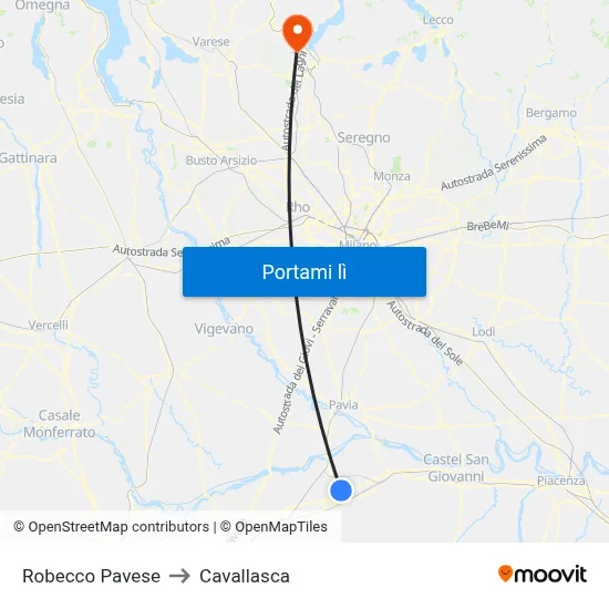 Robecco Pavese to Cavallasca map