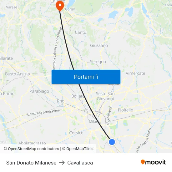 San Donato Milanese to Cavallasca map